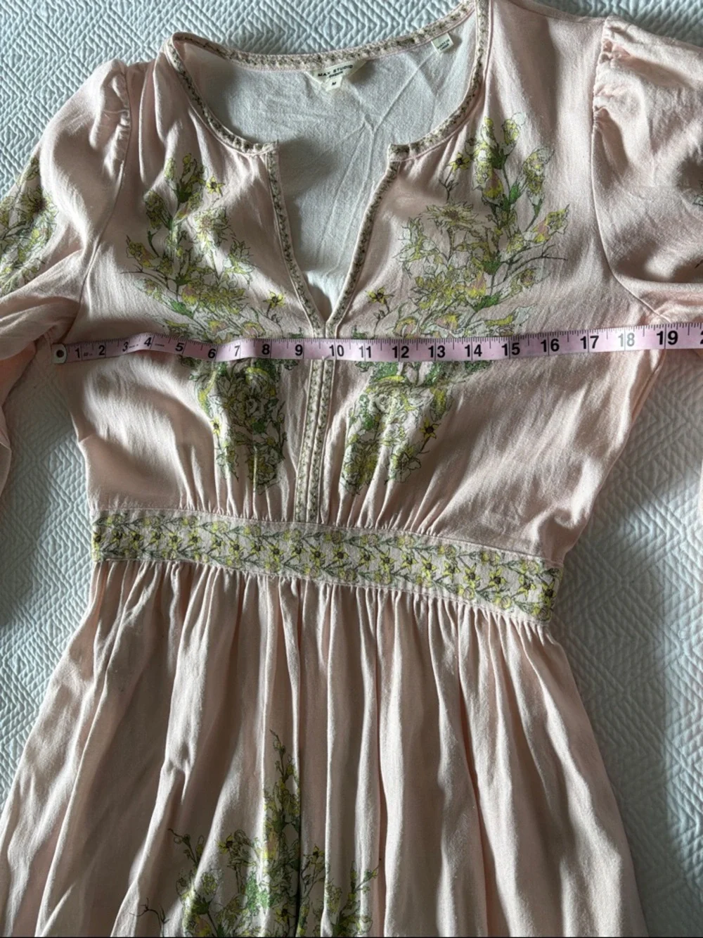 Blush Pink Floral Max Studio Maxi Linen Blend Dress - Picture 5 of 10